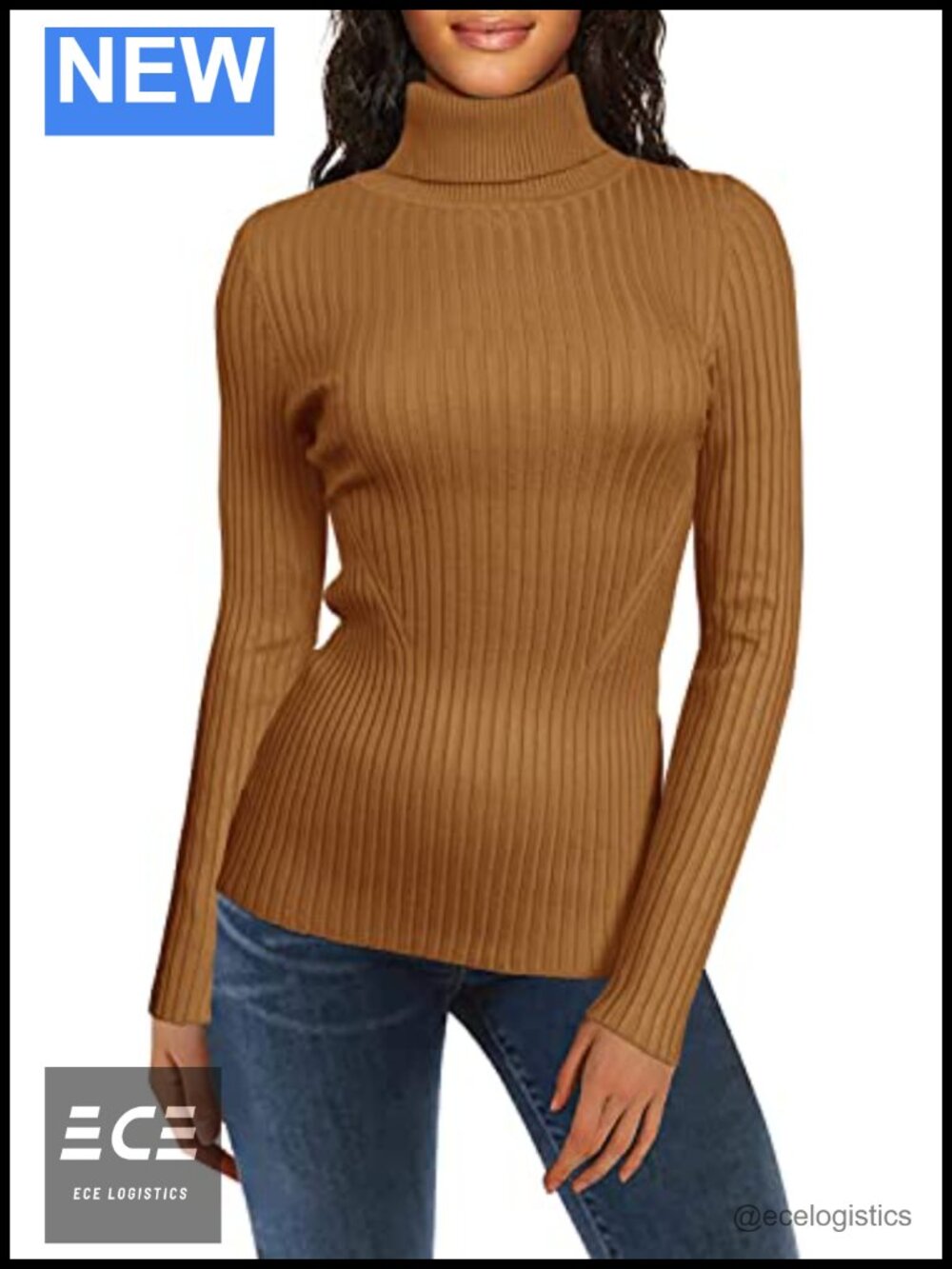 Ribbed Turtleneck Knit Fitted Pullover Sweater Women Warm Slim Fit